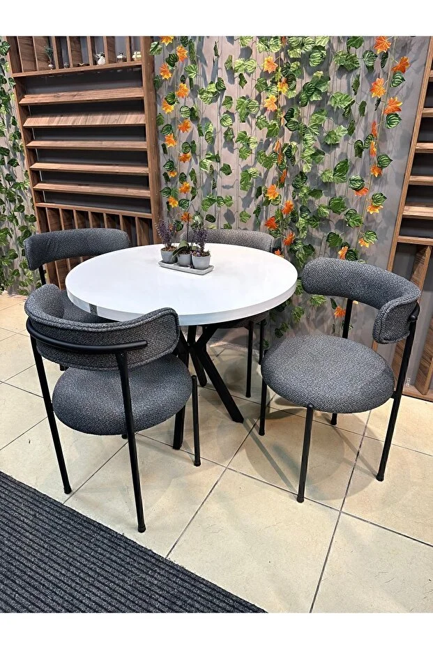 ELISA 4 KİŞİLİK YUVARLAK MUTFAK MASASI TAKIMI 